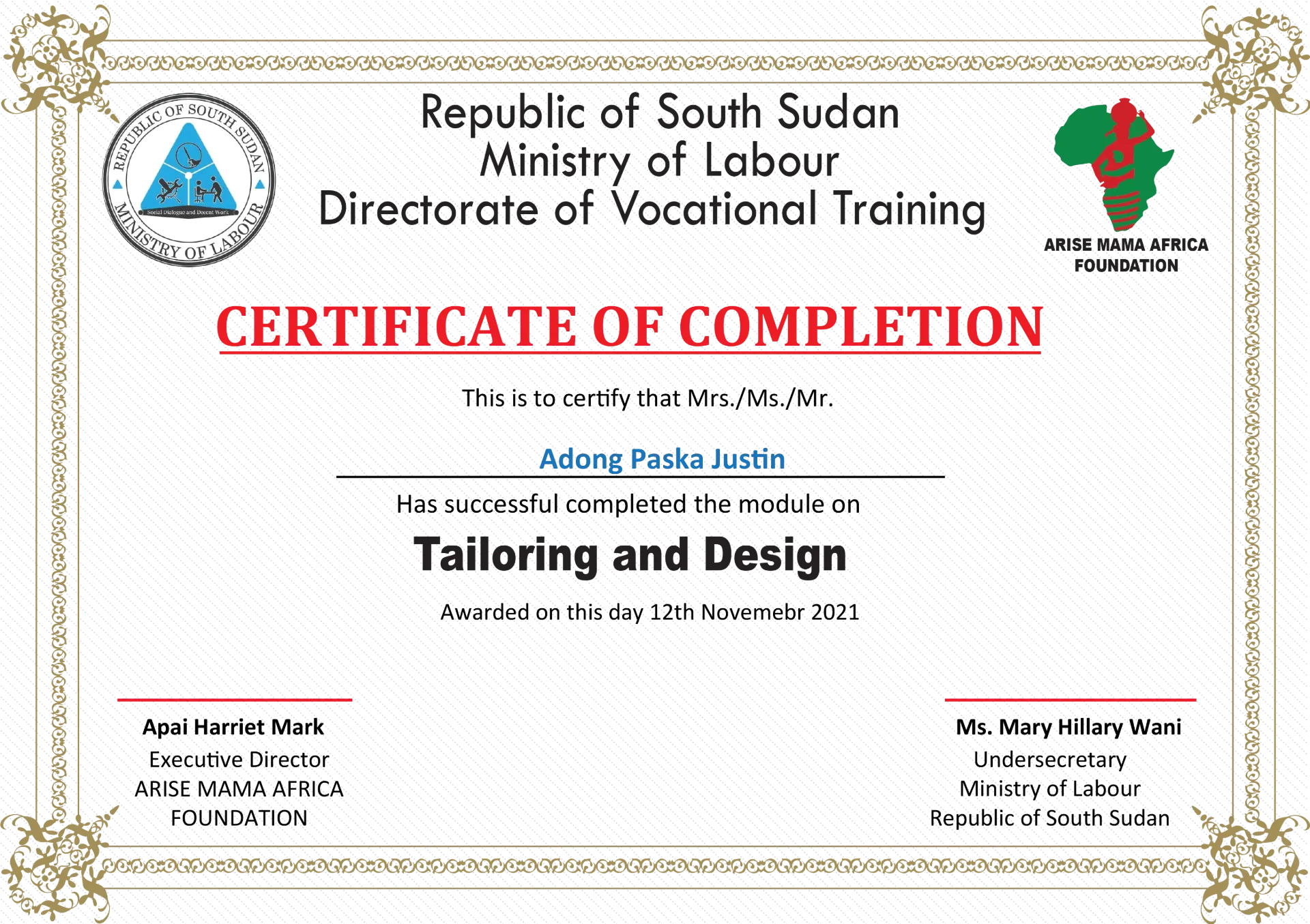 Certificates